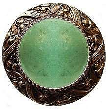 Victorian Jewel & Green Aventurine Knob, Antique Brass