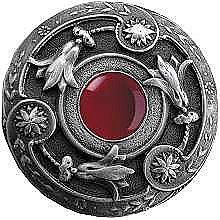 Lily & Red Carnelian Knob, Antique Pewter