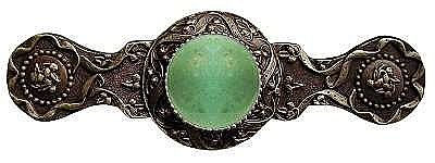 Victorian Jewel & Green Aventurine Pull, Antique Brass