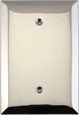 Jumbo Oversized Polished Nickel Stamped Single Blank Switchplate / Cover Plate