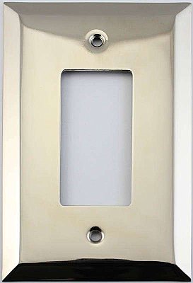 Jumbo Oversized Polished Nickel Stamped Single GFCI Switchplate / Cover Plate