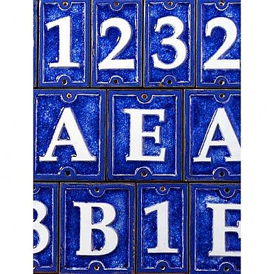 Cobalt Blue Crackled Ceramic Glass House Numbers Only have #6
