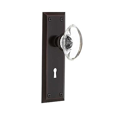 Complete Door Set - Featuring New York Plate with Oval Clear Crystal Knob