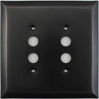 Jumbo Oversized Oil Rubbed Bronze Stamped Double Pushbutton Switchplate / Cover Plate