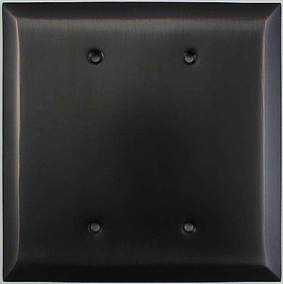 Jumbo Oversized Oil Rubbed Bronze Stamped Double Blank Switchplate / Cover Plate
