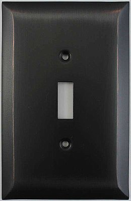 Jumbo Oversized Oil Rubbed Bronze Stamped Single Toggle Switchplate / Cover Plate
