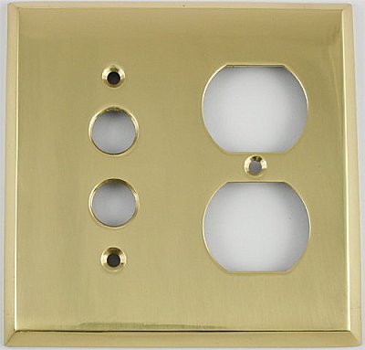 Polished Forged Unlacquered Brass Single Pushbutton/Duplex Switchplate