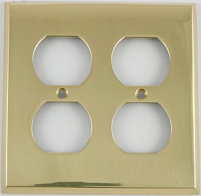 Polished Forged Unlacquered Brass Double Duplex Switchplate