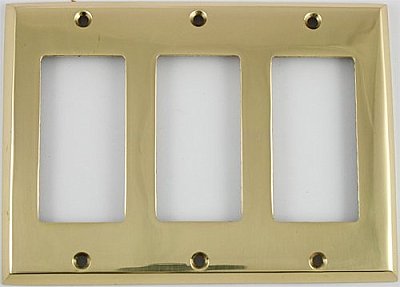 Polished Forged Brass Triple GFCI Switchplate