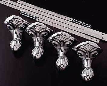 Solid Brass Clawfoot Tub Feet and Cradle - Chrome