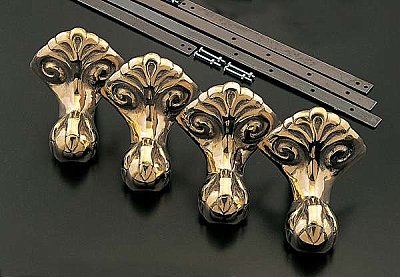 Solid Brass Clawfoot Tub Feet and Cradle - Supercoat Brass