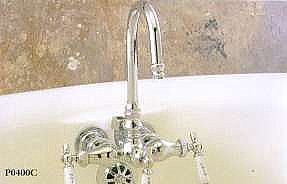 Solid Brass Gooseneck Wall Mount Clawfoot Tub Faucet - 3-3/8" on Center - Multiple Finishes