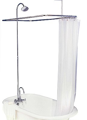 Solid Brass Leg Tub Shower Enclosure Set, 57" x 31" - with Faucet, Riser, & Shower Head - Polished Nickel
