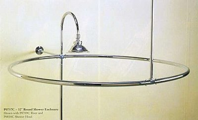 Solid Brass Round Shower Curtain Enclosure Rod, 32" diameter - Multiple Finishes Available