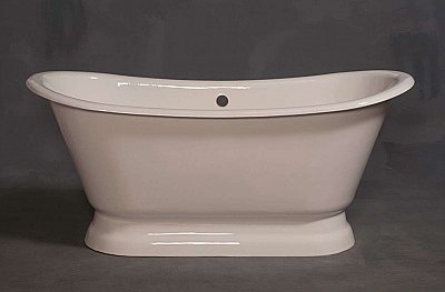 The Constance 5-1/2' Cast Iron European Double Ended Slipper Tub on Pedestal - without Faucet Hole Drillings