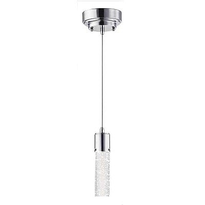 Polished Chrome Mini Pendant LED Ceiling Fixture with Bubble Glass