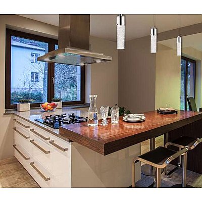Polished Chrome Mini Pendant LED Ceiling Fixture with Bubble Glass