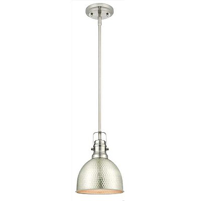 Hammered Brushed Nickel Mini Pendant Ceiling Fixture