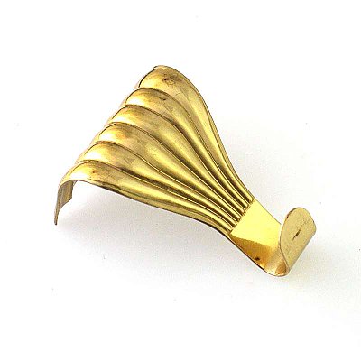 Cast Picture Moulding Hook or Hanger for Picture Rail, Polished Brass