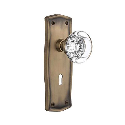 Complete Door Set - Featuring Prairie Plate with Round Clear Crystal Knob