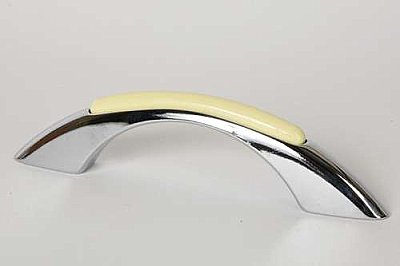 Retro Cabinet Pull - Buttercup Yellow and Polished Chrome - 3 inches on center