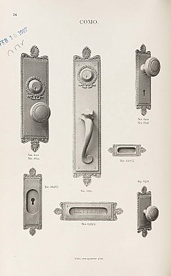 Antique Cast Bronze "Como" Design Entry Door Plate by Penn Hardware - Circa 1907
