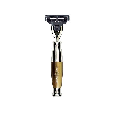 Edwin Jagger Mach 3 Razor - Imitation Light Horn & Nickel