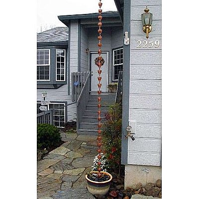 Unfinished Hammered Copper Bell Cups Rain Chain