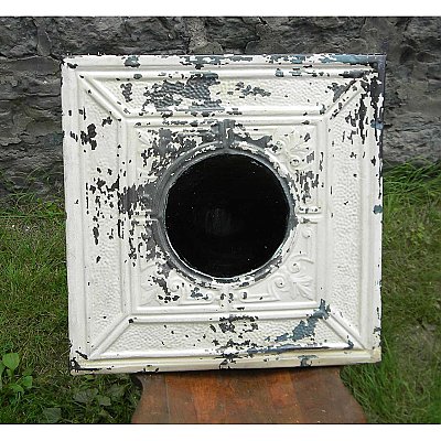 Repurposed Tin Ceiling Mirror- Round