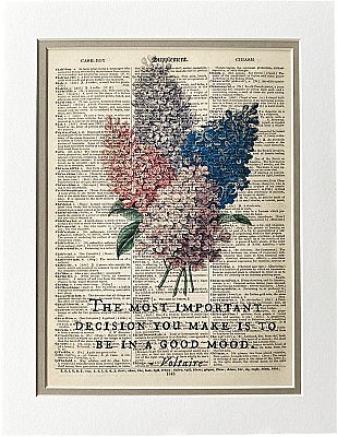 Repurposed Antique Dictionary Page Wall Decor - Lilacs - Voltaire - The Most Important Decision