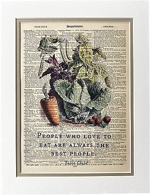 Repurposed Antique Dictionary Page Wall Decor - Vegetables - Julia Child - People Who Love To Eat