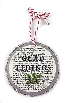 Vintage Dictionary Page Recycled into Holiday Ornament - Pretty Child - Glad Tidings