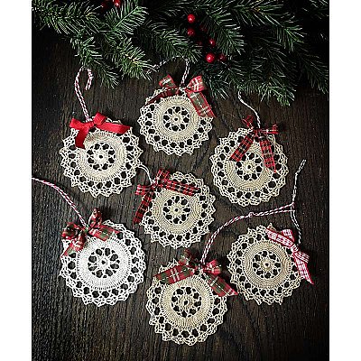 Antique Repurposed Crochet Doily Holiday Ornament
