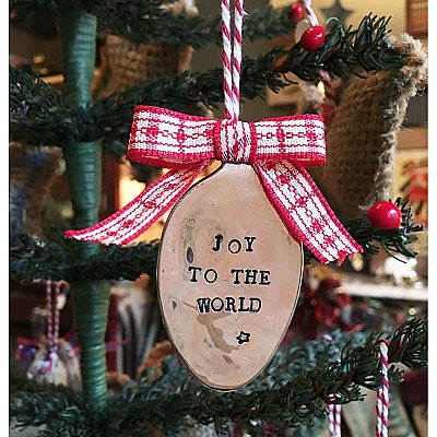 Vintage Silverplate Spoon Holiday Ornament - Joy To The World