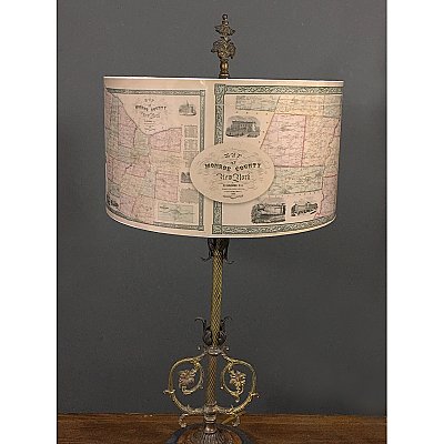 14" Diameter Drum Lamp Shade with Historic Map of Monroe County New York 1852