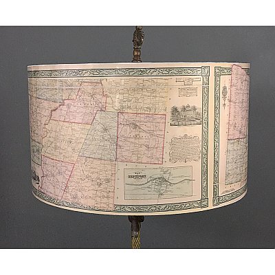 14" Diameter Drum Lamp Shade with Historic Map of Monroe County New York 1852