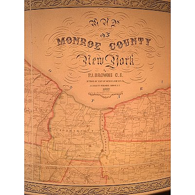 14" Diameter Drum Lamp Shade with Historic Map of Monroe County New York 1852