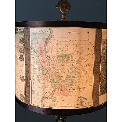 10" Diameter Drum Lamp Shade with Historic Maps of Rochester and Monroe County New York
