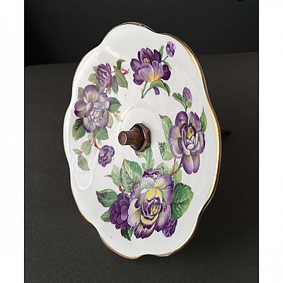 Antique Porcelain Plate Curtain Tieback- Violets
