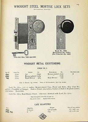 Antique Cast Bronze Aesthetic Movement Pattern Door Plate by Norwalk Hardware - Circa 1890