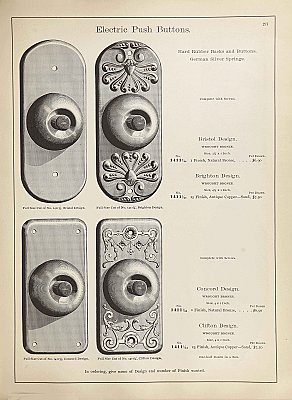 Antique Wrought Bronze Doorbell in "Concord" Design by Reading Hardware Co. - Circa 1897