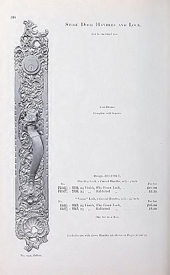 Antique Cast Bronze "Belfort" Design Store Door Pull Plate By Reading Hardware Co. - Circa 1897