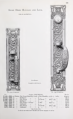 Pair of Antique Cast Bronze Door Push Plate in "Columbian" Design by Reading Hardware Co. - Circa 1899