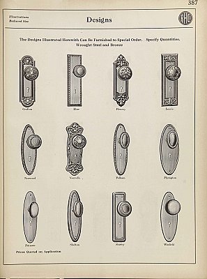 Antique Wrought Brass "Crofton" Pattern Door Plate By Reading Hardware Co. - Circa 1923
