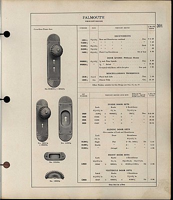 Antique Wrought Bronze "Falmouth" Pattern Door Plate By Reading Hardware - Circa 1911