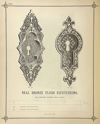 Antique Cast Bronze Pocket Door Flush Escutcheon Pull by Russell & Erwin - Circa 1882