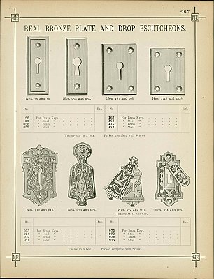 Antique Cast Bronze Keyhole Escutcheon or Cover by Russell & Erwin - Circa 1874