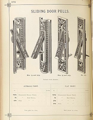 Antique Cast Iron Pocket Door Astragal Edge Pull Set by Russell & Erwin - Circa 1894