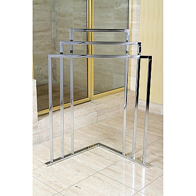 Kingston Brass L Shape 3-Tier Steel Construction Corner Towel Rack - Polished Chrome