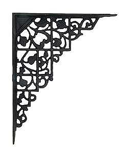 Black Cast Iron Trellis Design Shelf Bracket Pair